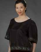  Women's Kimona blouse Black Organza 100442 Black 
