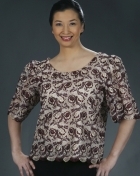  Women's Kimona blouse Burgundy Macrame Lace 100458 Burgundy 