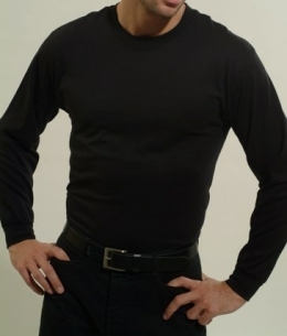  Men's Long sleeve undershirt Black Cotton 100163 Black 