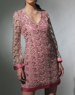  Women's Dress Dusty Pink Macrame Lace 100467 Dusty Pink 