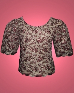  Women's Kimona blouse Burgundy Macrame Lace 100547 Burgundy 