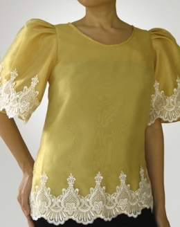  Women's Kimona blouse Gold Organza 100583 Gold 