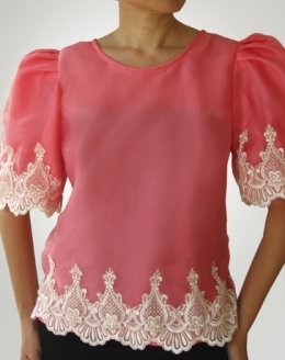  Women's Kimona blouse Pink Organza 100585 Pink 