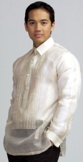  Men's Barong Cream Pina fabric 100395 Pina 