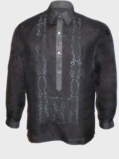  Men's Barong Black Jusi fabric 100746 Black 