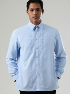  Men's Barong Light Blue Viscose 1102-27-1088-T07 Light Blue 